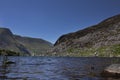 Llyn Ogwen, Ogwen lake, with views of the mountains of Snowdonia National Park, North Wales.