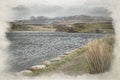 Llyn y Dywarchen, and Snowdon digital watercolor