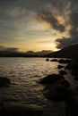 Llynau Mymbyr lake at sunset with Snowdon in the background. Part of Snowdonia National Park