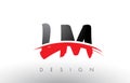 LM L M Brush Logo Letters with Red and Black Swoosh Brush Front