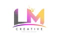 LM L M Letter Logo Design with Magenta Dots and Swoosh