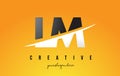 LM L M Letter Modern Logo Design with Yellow Background and Swoosh.