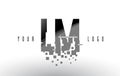LM L M Pixel Letter Logo with Digital Shattered Black Squares