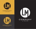 Lm, ml initial logo design letter with circle shape Royalty Free Stock Photo