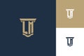 LM monogram initials logo design with pillar icon. Attorney law logo design