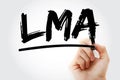 LMA - Local Marketing Agreement acronym with marker, business concept background