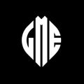 LME circle letter logo design with circle and ellipse shape. LME ellipse letters with typographic style. The three initials form a Royalty Free Stock Photo