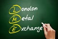 LME - London Metal Exchange acronym, business concept on blackboard