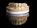 Monolithic zirconia restorations implant supported with the ceramic load in vestibular, back background