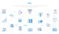 Lms learning management system concept with icon set template banner with modern blue color style Royalty Free Stock Photo