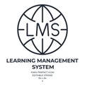 LMS learning management system editable stroke outline icon isolated on white background flat vector illustration. Pixel perfect. Royalty Free Stock Photo