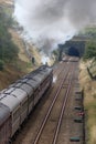 Dalesman steam train approaching Blea Moor Tunnel Royalty Free Stock Photo