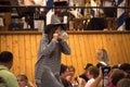 LMUNICH, GERMANY - 25 SEPTEMBER 2014:People drinking in the Beer Tent, The Oktoberfest is the biggest beer festival