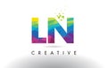 LN L N Colorful Letter Origami Triangles Design Vector.