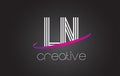 LN L N Letter Logo with Lines Design And Purple Swoosh.