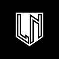 LN Logo monogram shield geometric black line inside white shield color design