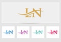 LN logo Design. Premium Letter LN Logo Design with water wave concept vector