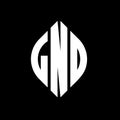 LND circle letter logo design with circle and ellipse shape. LND ellipse letters with typographic style. The three initials form a Royalty Free Stock Photo