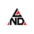 LND triangle letter logo design with triangle shape. LND triangle logo design monogram. LND triangle vector logo template with red Royalty Free Stock Photo