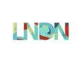 LNDN means London concept art inscription in modern style Applique, cutout vector type lettering