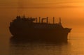 LNG ship anchorage silhouette- Royalty Free Stock Photo