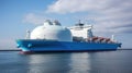 LNG tanker carrier in the sea. Gas carrier for transportation of liquefied natural gas. generative AI