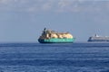 LNG TANKER - Ship at a gas terminal in a seaport in Tenerife Royalty Free Stock Photo