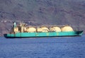 LNG TANKER - Ship at a gas terminal in a seaport in Tenerife Royalty Free Stock Photo