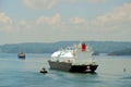 LNG tanker ship transiting through Panama Canal. Royalty Free Stock Photo