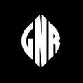 LNR circle letter logo design with circle and ellipse shape. LNR ellipse letters with typographic style. The three initials form a Royalty Free Stock Photo