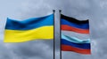 LNR and DNR and Ukraine flags, Blue sky and flag LNR flag LNR flag Ukraine, LNR LNR Ukraine, 3D work and 3D image