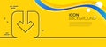 Load document line icon. Download arrowhead. Minimal line yellow banner. Vector