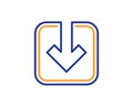 Load document line icon. Download arrowhead. Vector