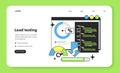 Load testing technique web banner or landing page. Software testing