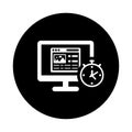 Load time, image, optimization, load icon. Black vector design