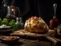 Baked potato with bacon, cheese Royalty Free Stock Photo