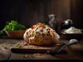 Baked potato with bacon, cheese Royalty Free Stock Photo