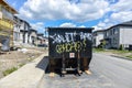 Loaded dumpster near a construction site Royalty Free Stock Photo