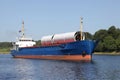 Loaded freighter on Kiel Canal Royalty Free Stock Photo