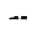 loaded pick-up truck with a trailer icon. Element of car type icon. Premium quality graphic design icon. Signs and symbols collect Royalty Free Stock Photo