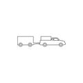 loaded pick-up truck with a trailer outline icon. Element of car type icon. Signs and symbols collection icon for websites, web Royalty Free Stock Photo