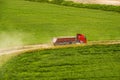 Loaded red truck