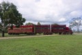 Loaded road train truck leaving with cattle for market Royalty Free Stock Photo