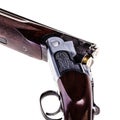 Loaded shotgun breech on white Royalty Free Stock Photo