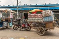 Loaded tricycle on side of Phsar Leu Market, Sihanoukville Cambodia