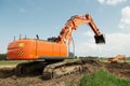 Loader excavator at construction Royalty Free Stock Photo