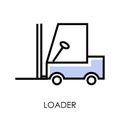 Loader or forklift truck, delivery service warehouse equipment