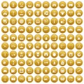 100 loader icons set gold