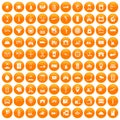 100 loader icons set orange