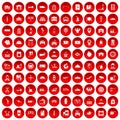 100 loader icons set red
